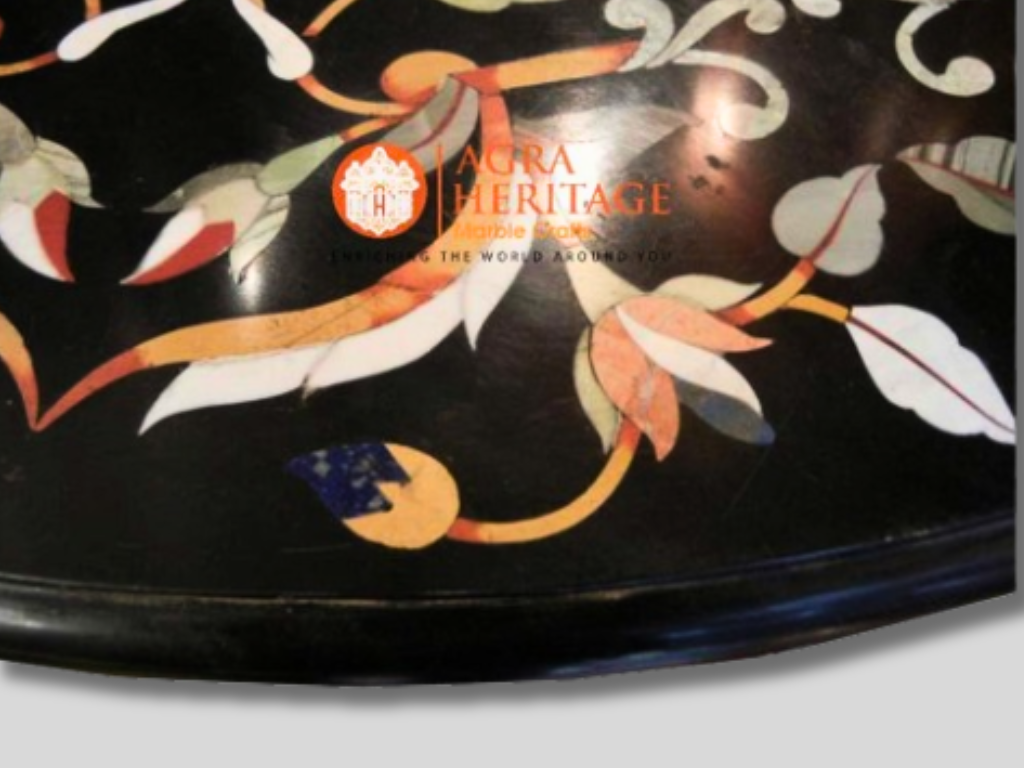 Floral Design Marble Round Dining Center Inlay Table Top